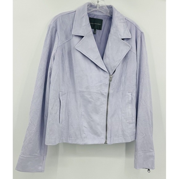 Kate & Mallory Jackets & Blazers - Kate and‎ Mallory Moto Jacket Asymmetric Zip Lavender Microfiber Sueded Size XL